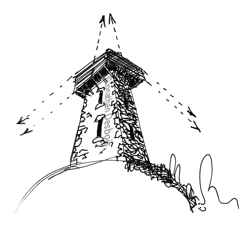 Dessin de restitution de la tour de Montailleur.