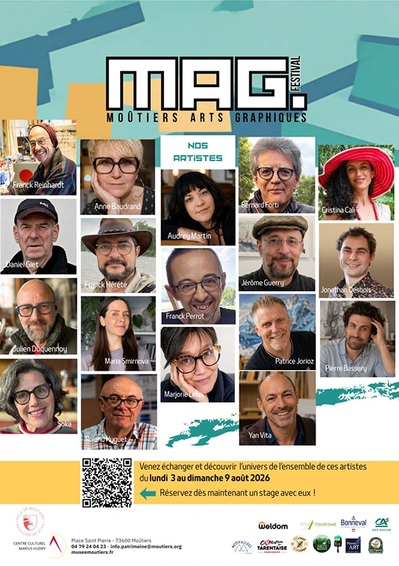 Affiche d'artistes exposants d'un festival.