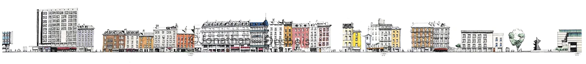 Relevé des façades patrimoniales de la rue Notre-Dame, à Grenoble.