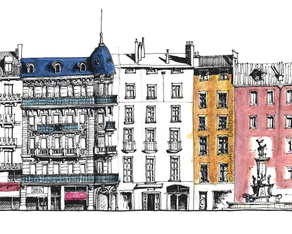 Relevé des façades patrimoniales de la rue Notre-Dame, à Grenoble.