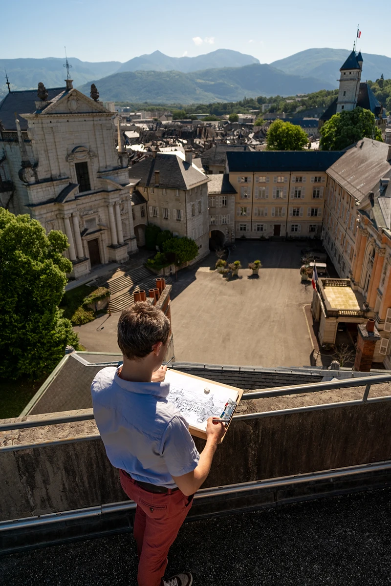 Dessin pour le panorama de Chambéry, au château des Ducs de Savoie.
