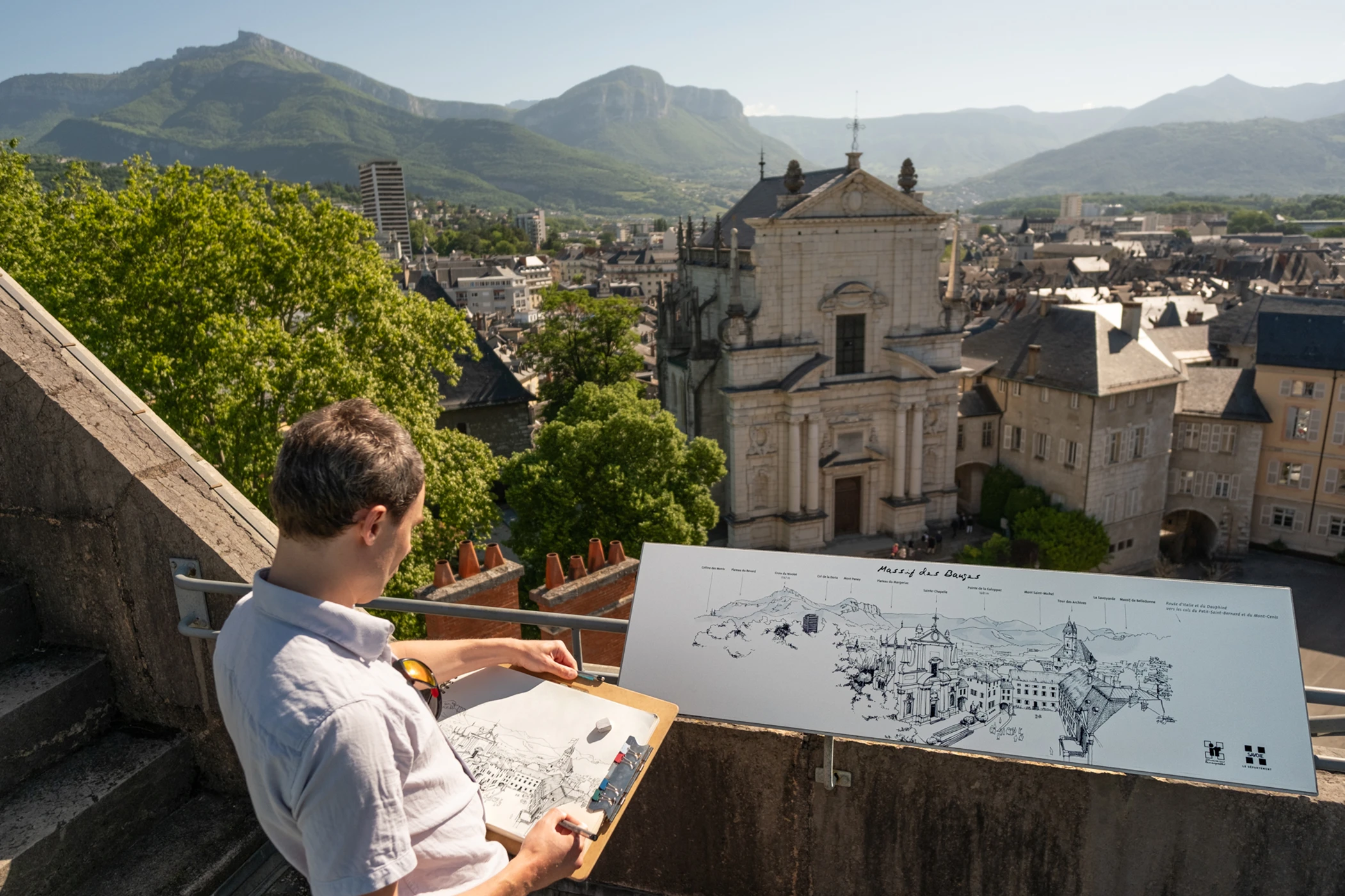 Dessin pour le panorama de Chambéry, au château des Ducs de Savoie.