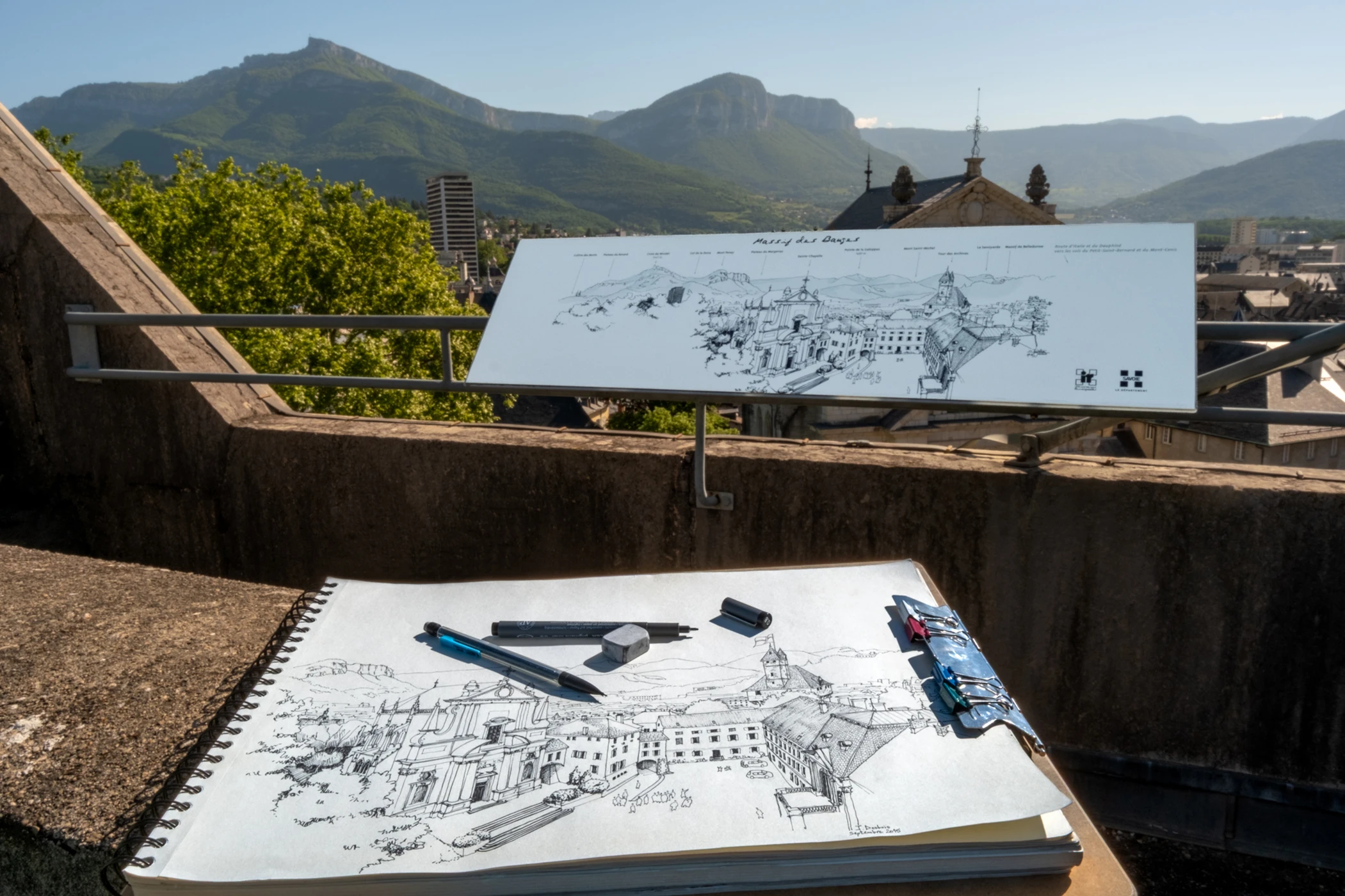 Dessin pour le panorama de Chambéry, au château des Ducs de Savoie.