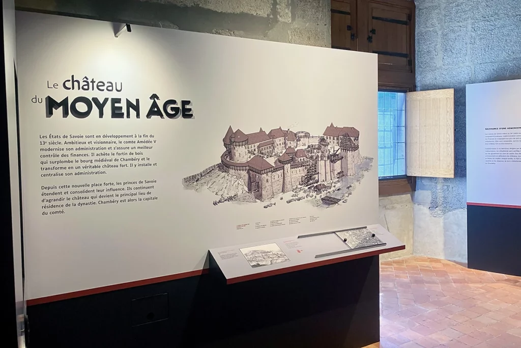 Photographie de l’exposition permanente de la Chambre des Comptes au château de Chambéry.