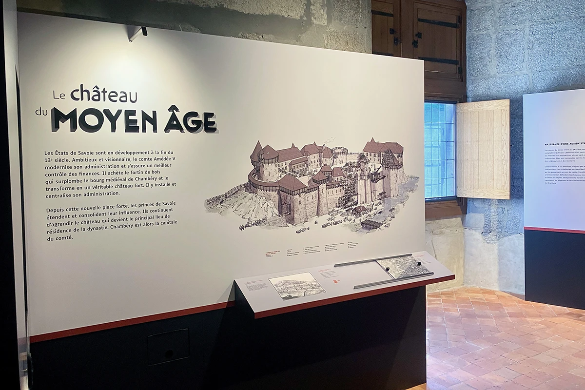 jonathan-desbois-illustration-reconstitution-historique-chateau-1c-07 Photographie de l’exposition permanente de la Chambre des Comptes au château de Chambéry.