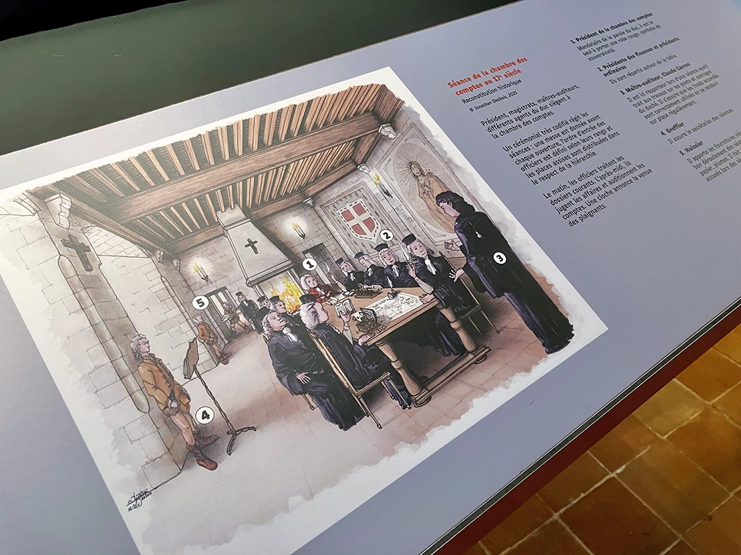 Photographie de l’exposition permanente de la Chambre des Comptes au château de Chambéry.